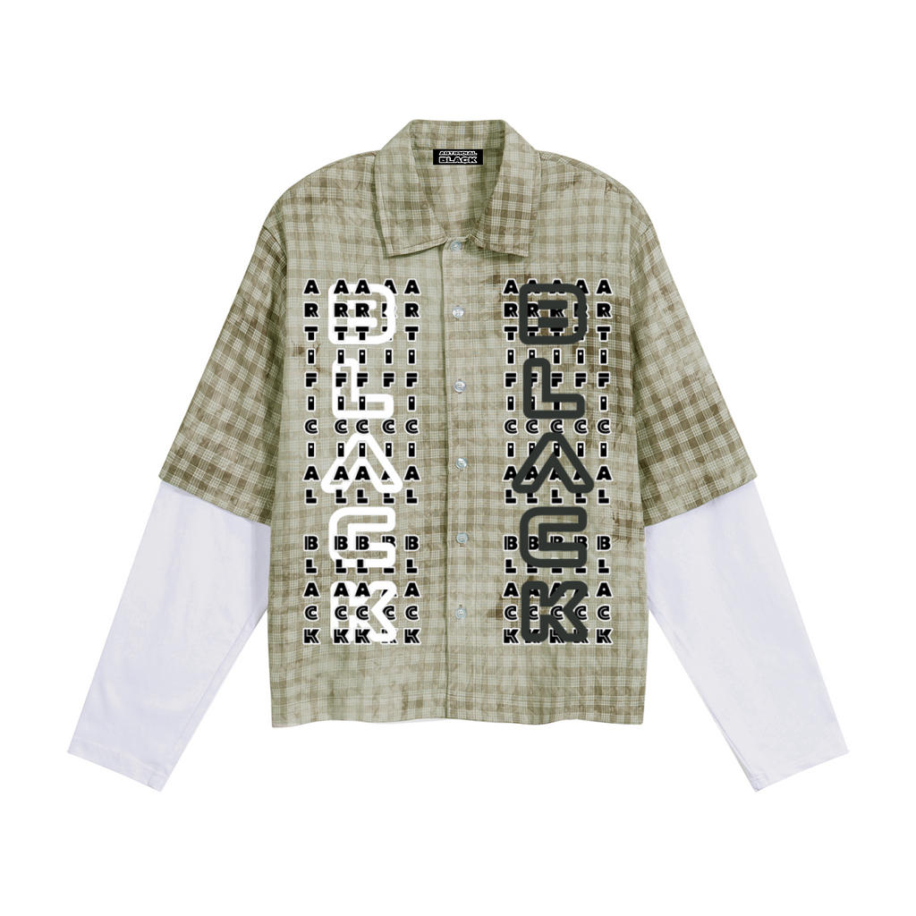 Unisex Back Splat Plaid Double Sleeve Shirt