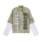 Unisex Back Splat Plaid Double Sleeve Shirt