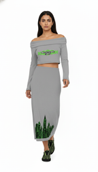 Women's Off-the-Shoulder Bell Sleeve Crop T-Shirt