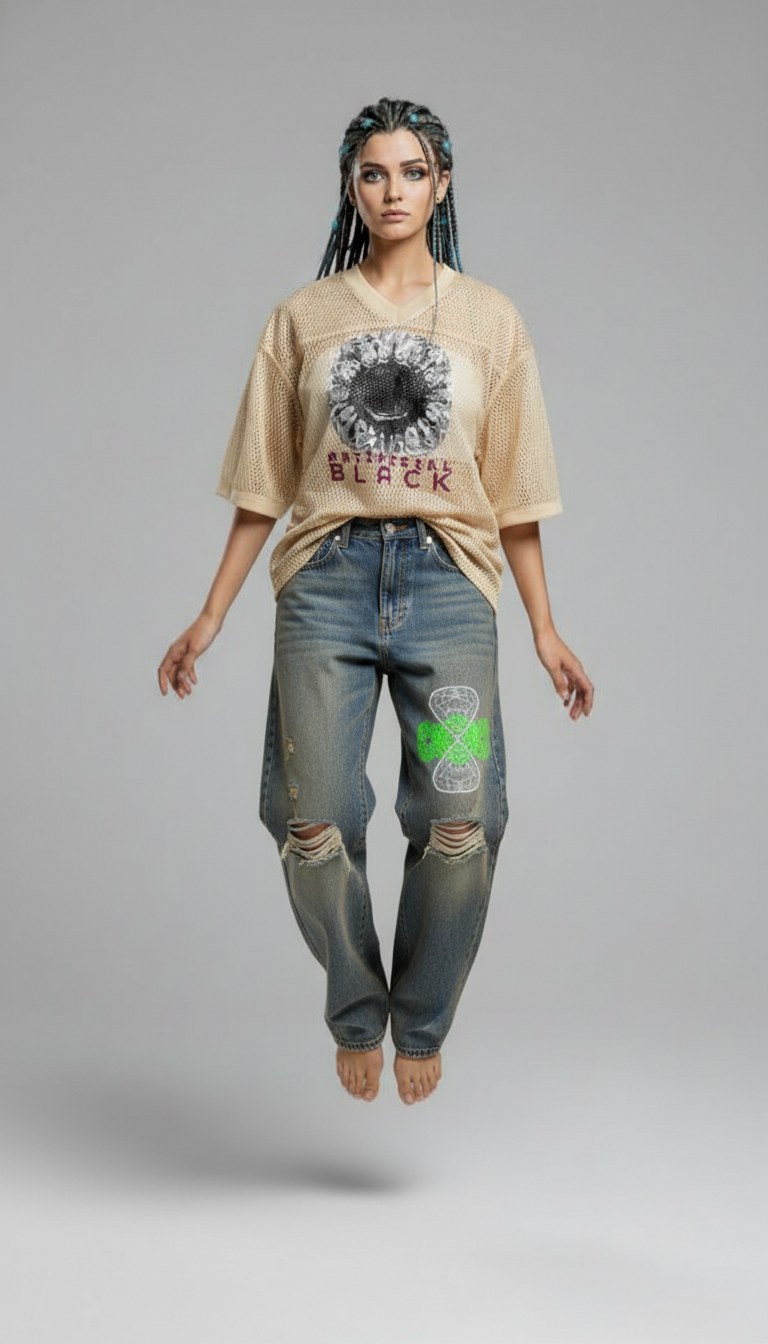 Vintage Wash Distressed Denim Jeans