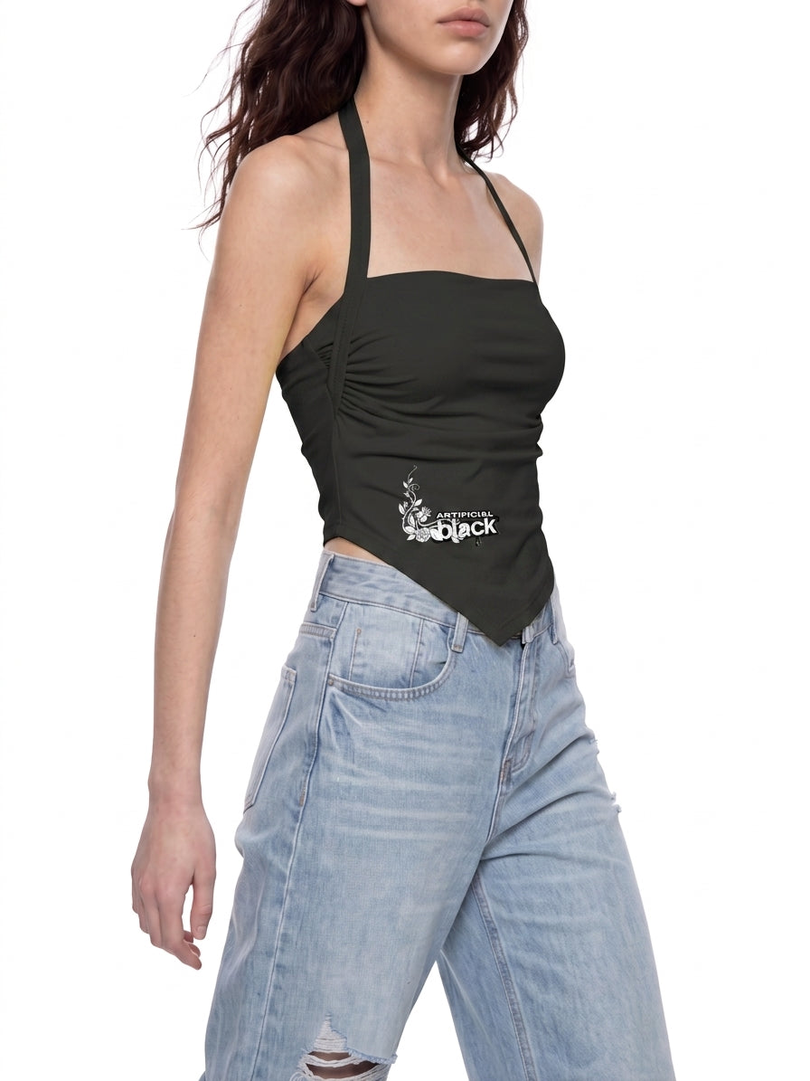 Time Vines Halter Neck Yoga Tank Top