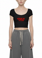 Women's Murder Ink Tattoos Slim Cap Sleeve Crop T