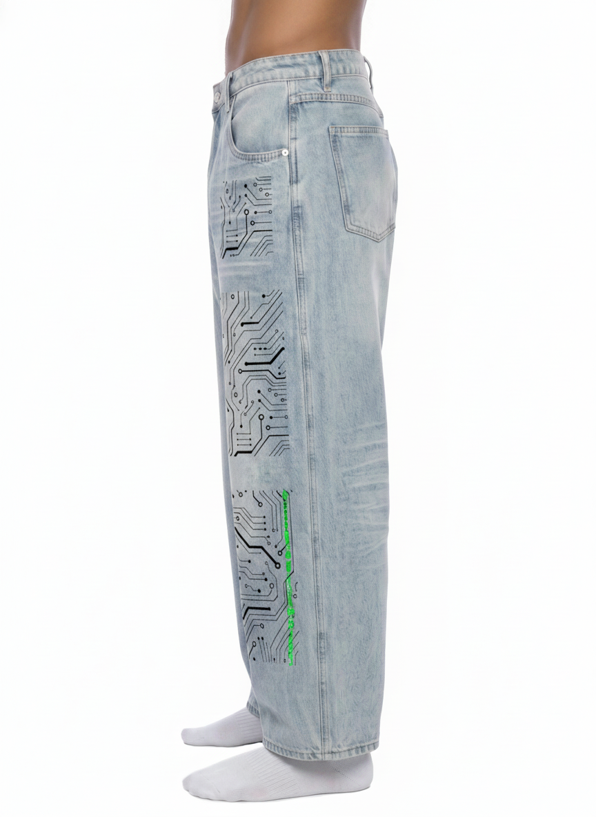 Men’s Digitally Enhanced Enzyme Washed Wide Leg Jeans