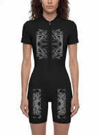 Women's Quarter-Zip Short Sleeve Romper