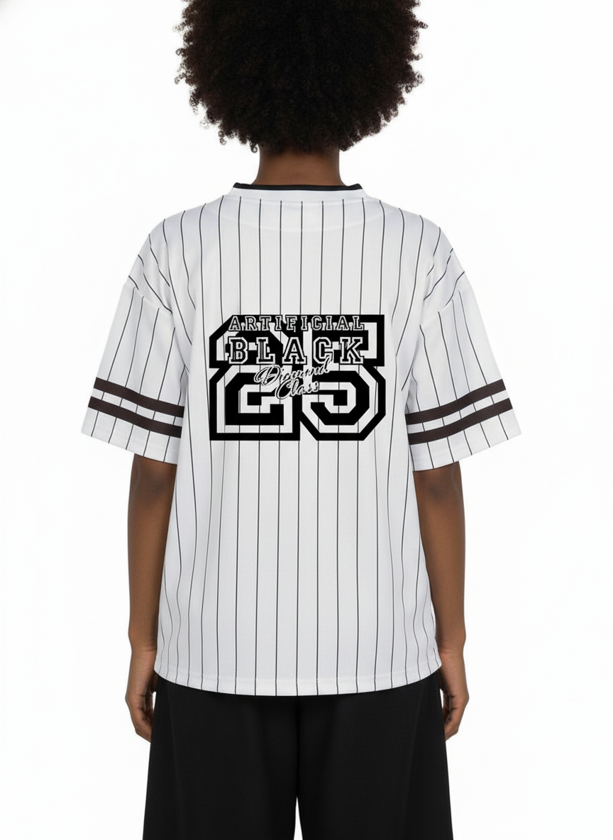 Unisex Striped Loose V-Neck T-Shirt