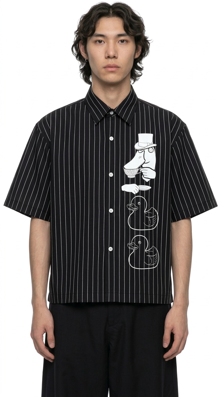 Unisex Striped Boxy Button-Up Shirt