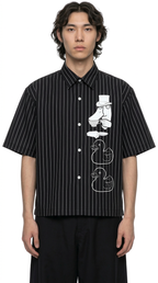 Unisex Striped Boxy Button-Up Shirt