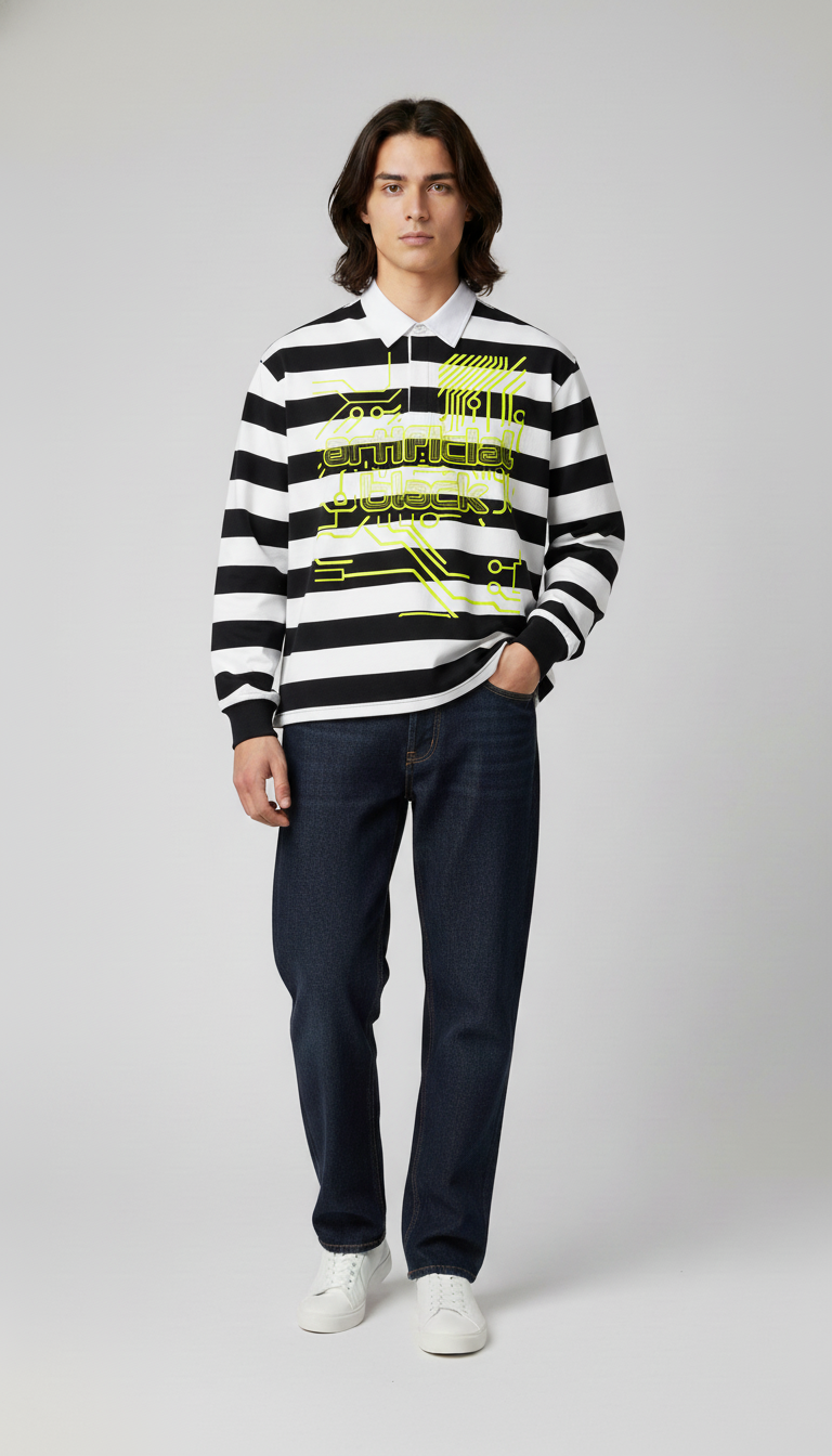Color Block Stripe Polo Shirt
