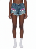 Women's Vintage Wash Raw Hem Denim Shorts