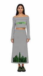 Women's Off-the-Shoulder Bell Sleeve Crop T-Shirt