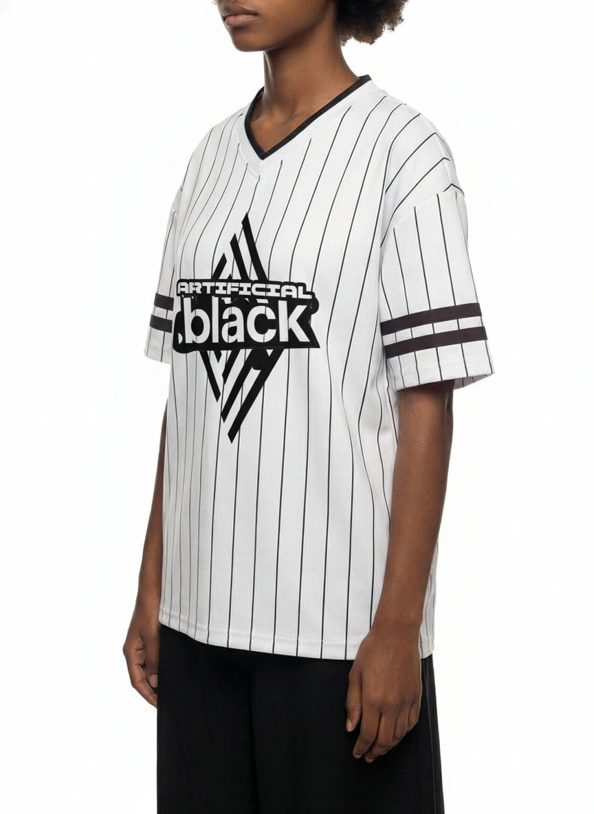 Unisex Striped Loose V-Neck T-Shirt