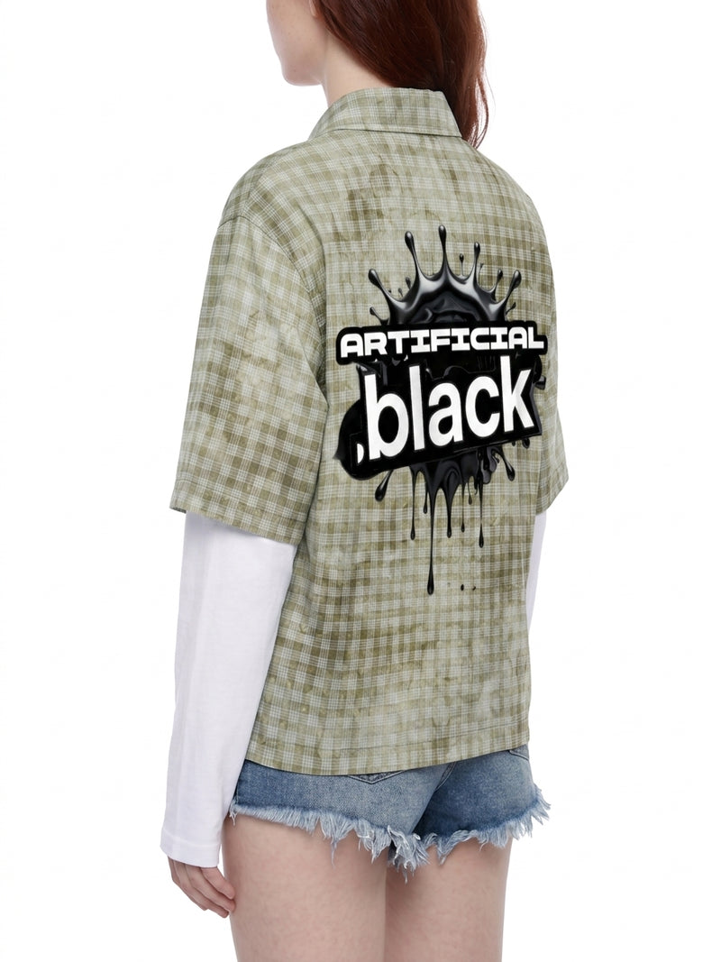 Unisex Back Splat Plaid Double Sleeve Shirt