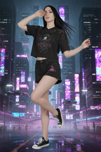 Artificial Lace and Vines  V-Neck T