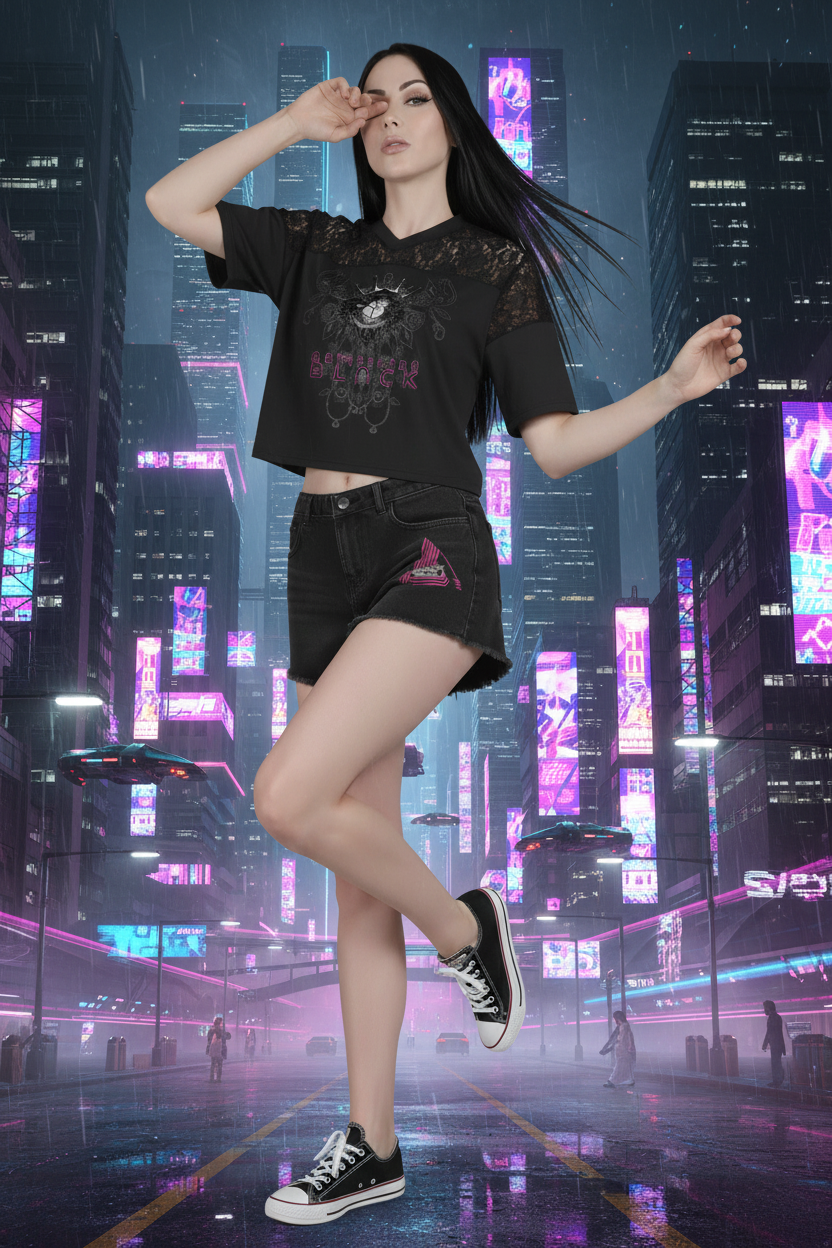Artificial Lace and Vines  V-Neck T