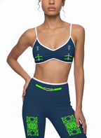 Women's Color Block Ruched V-Neck Sports Bra