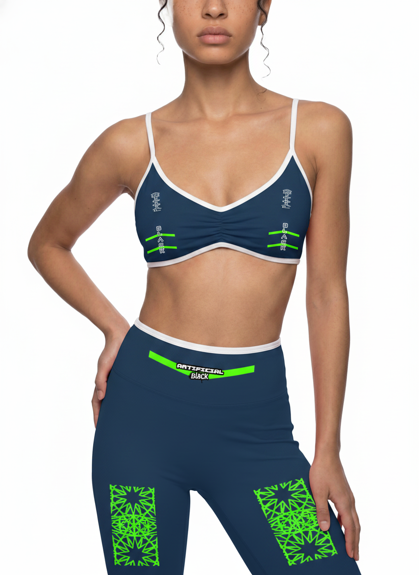 Women's Color Block Ruched V-Neck Sports Bra