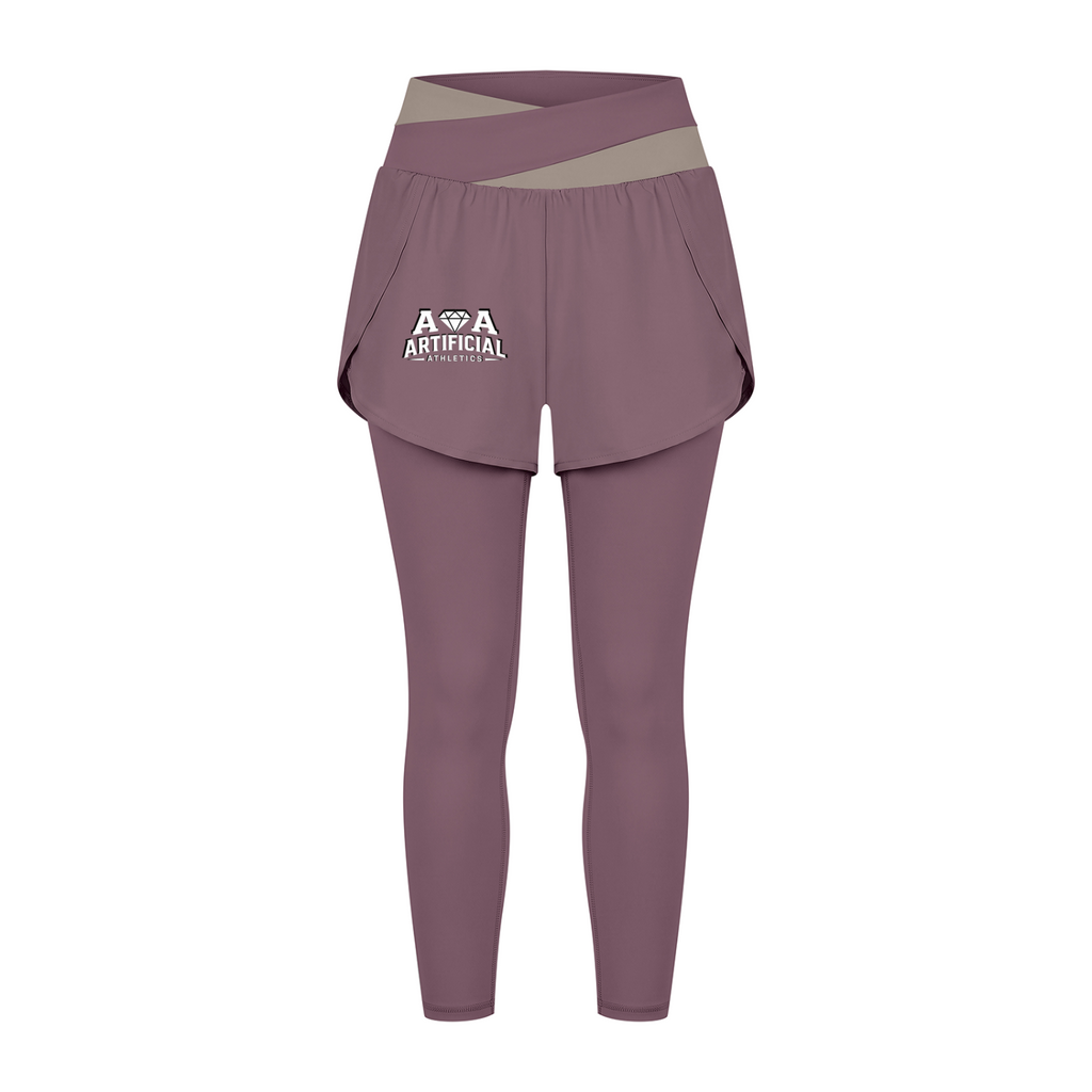 Women's Artificial Athletics Paneled High Waisted Yoga Leggings