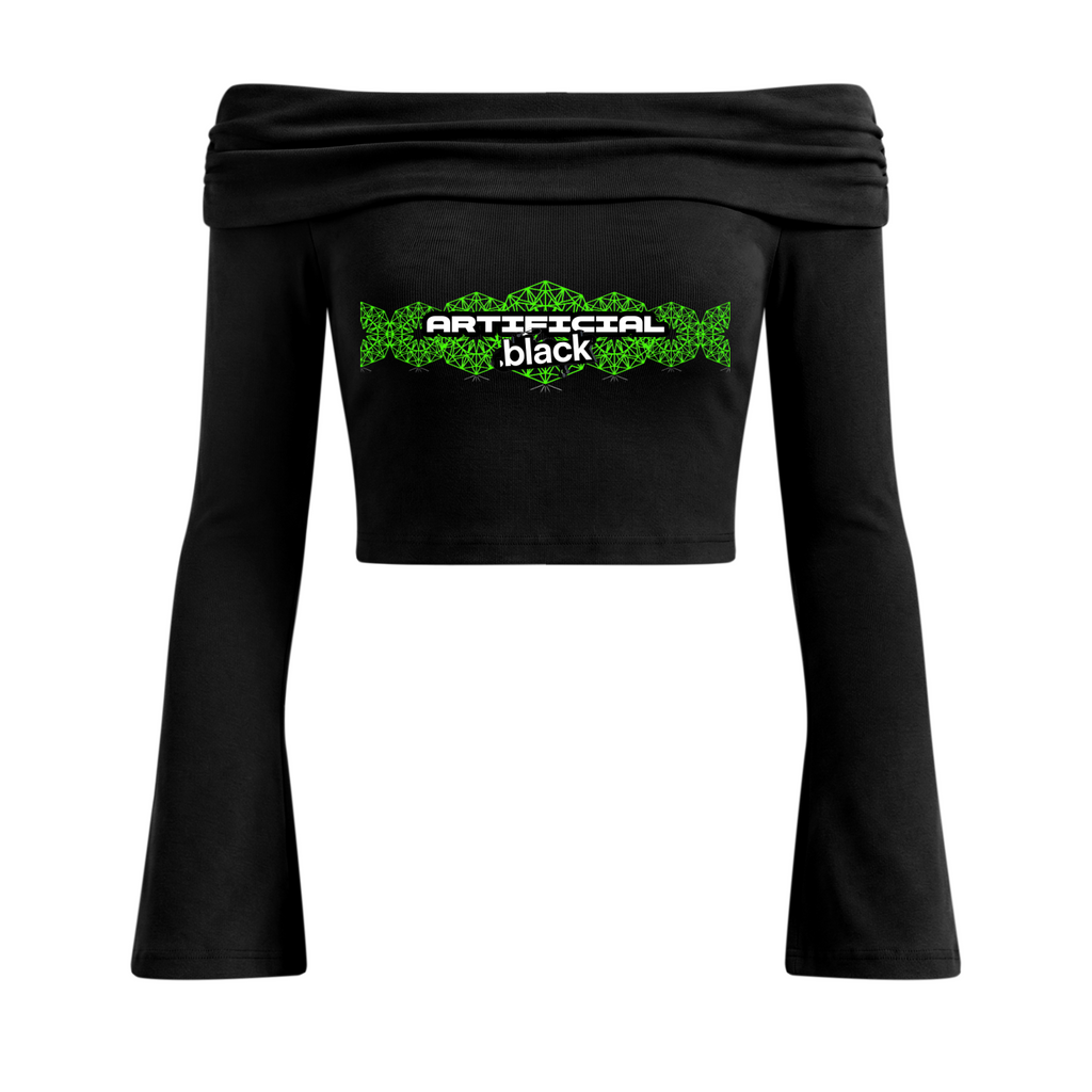 Women's Off-the-Shoulder Bell Sleeve Crop T-Shirt
