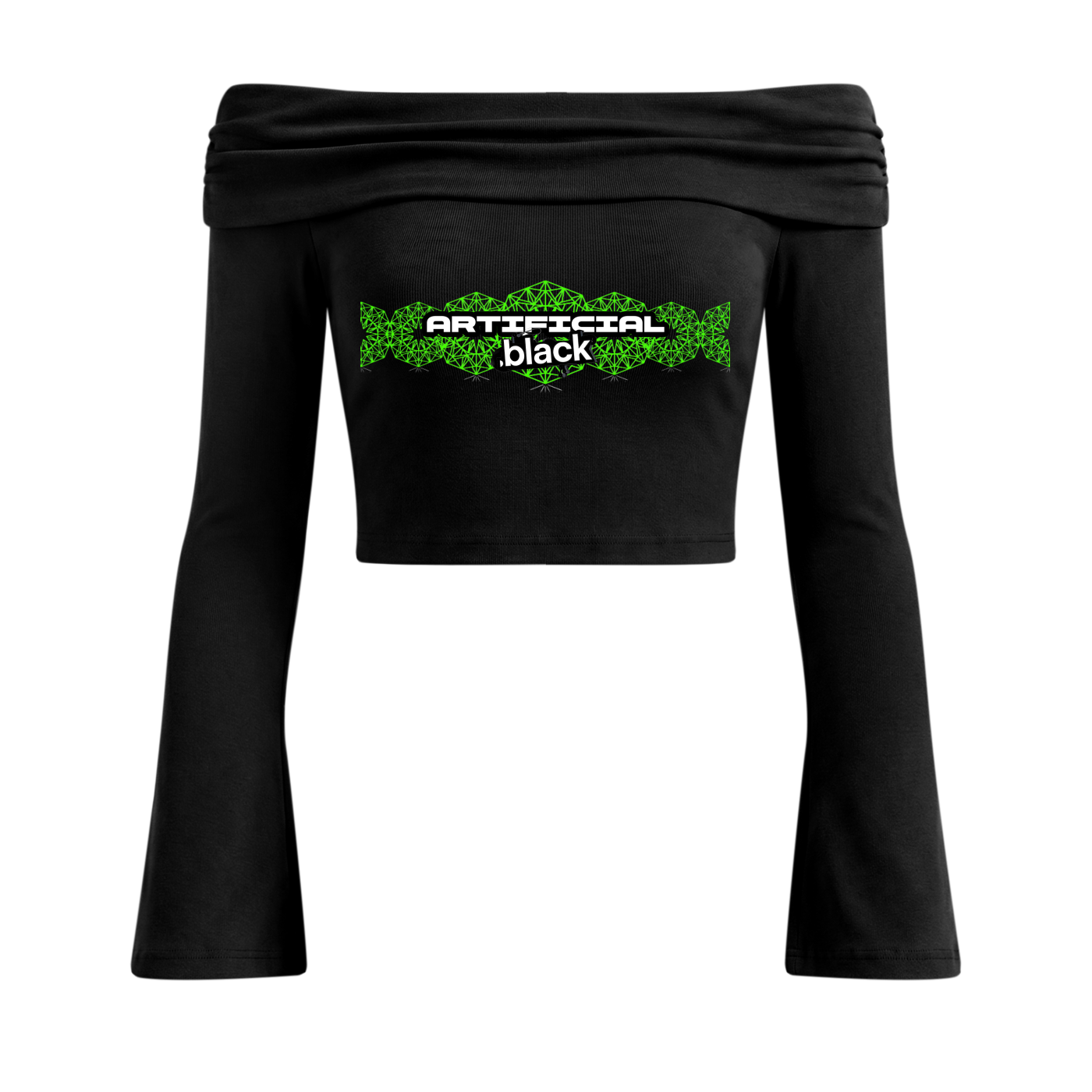 Women's Off-the-Shoulder Bell Sleeve Crop T-Shirt