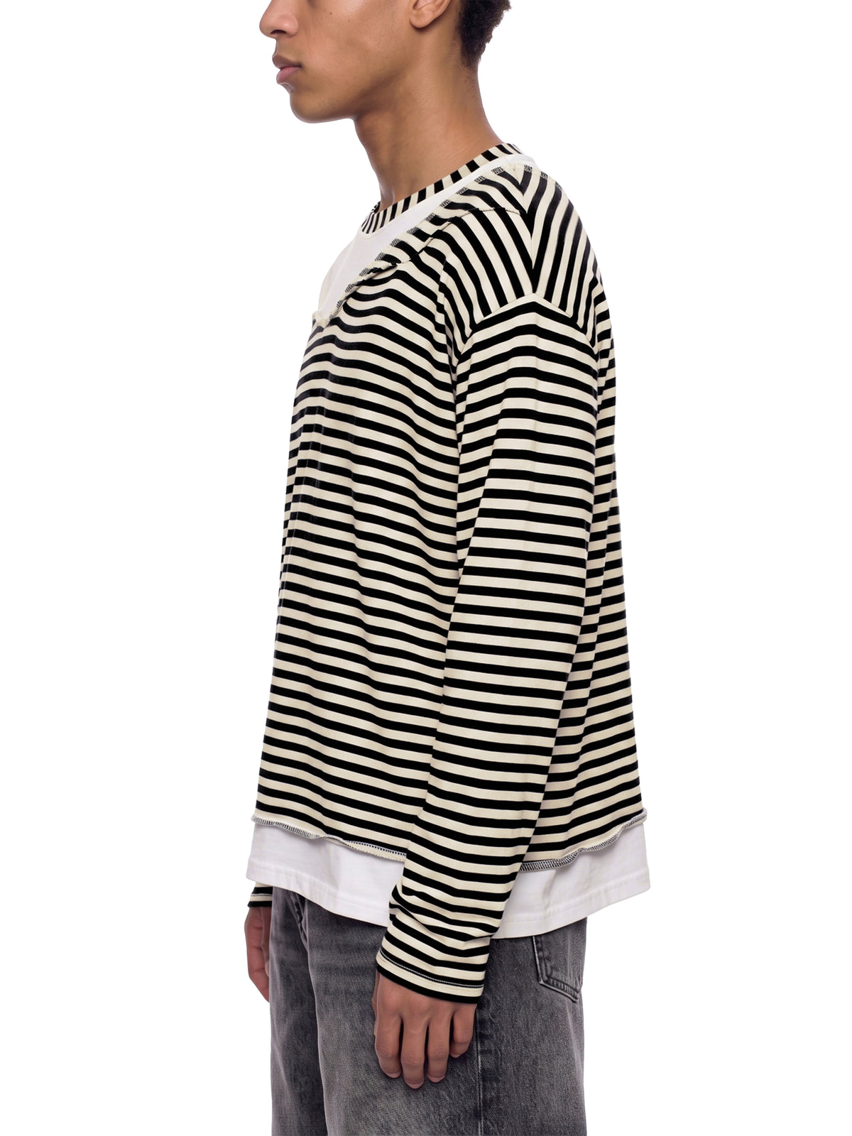 Unisex Striped Panel Sands Of Time Boxy Long Sleeve T