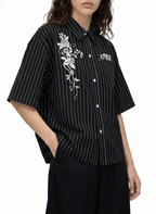 Unisex Striped Boxy Button-Up Shirt