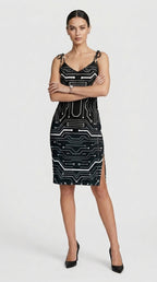 Digitally Enhanced Tie-strap midi dress