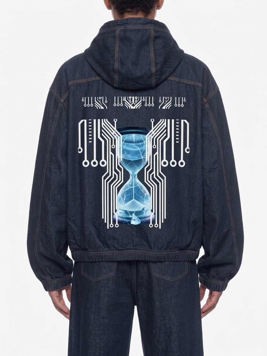 Men's Boxy Digital Wash Hooded Denim