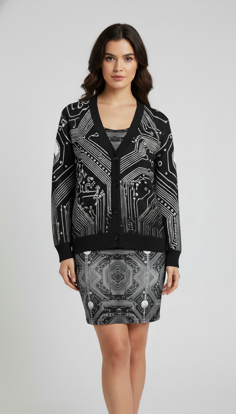 Digitally Enhanced Knitted Cardigan