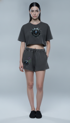 Crop top à bords francs effet délavé