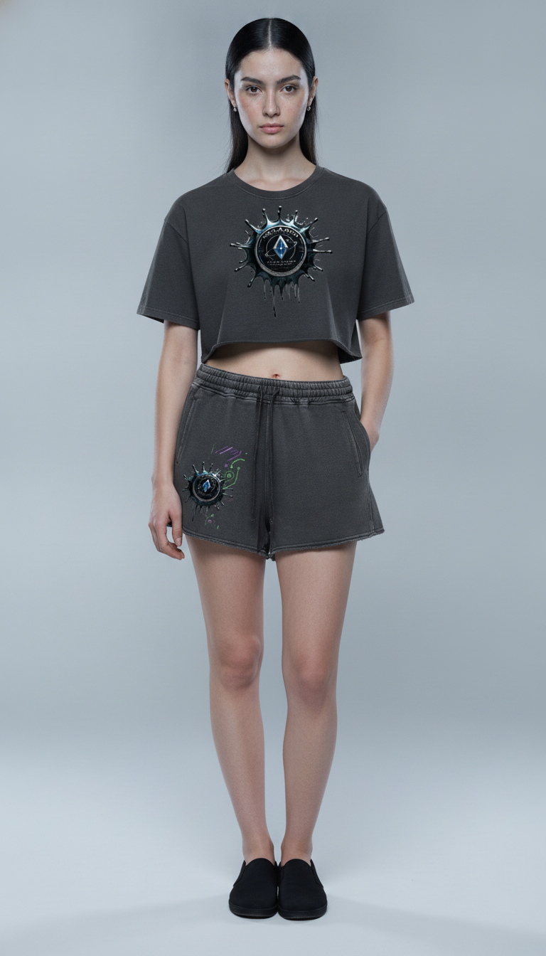 Snow Washed Raw Edge Drawstring Shorts
