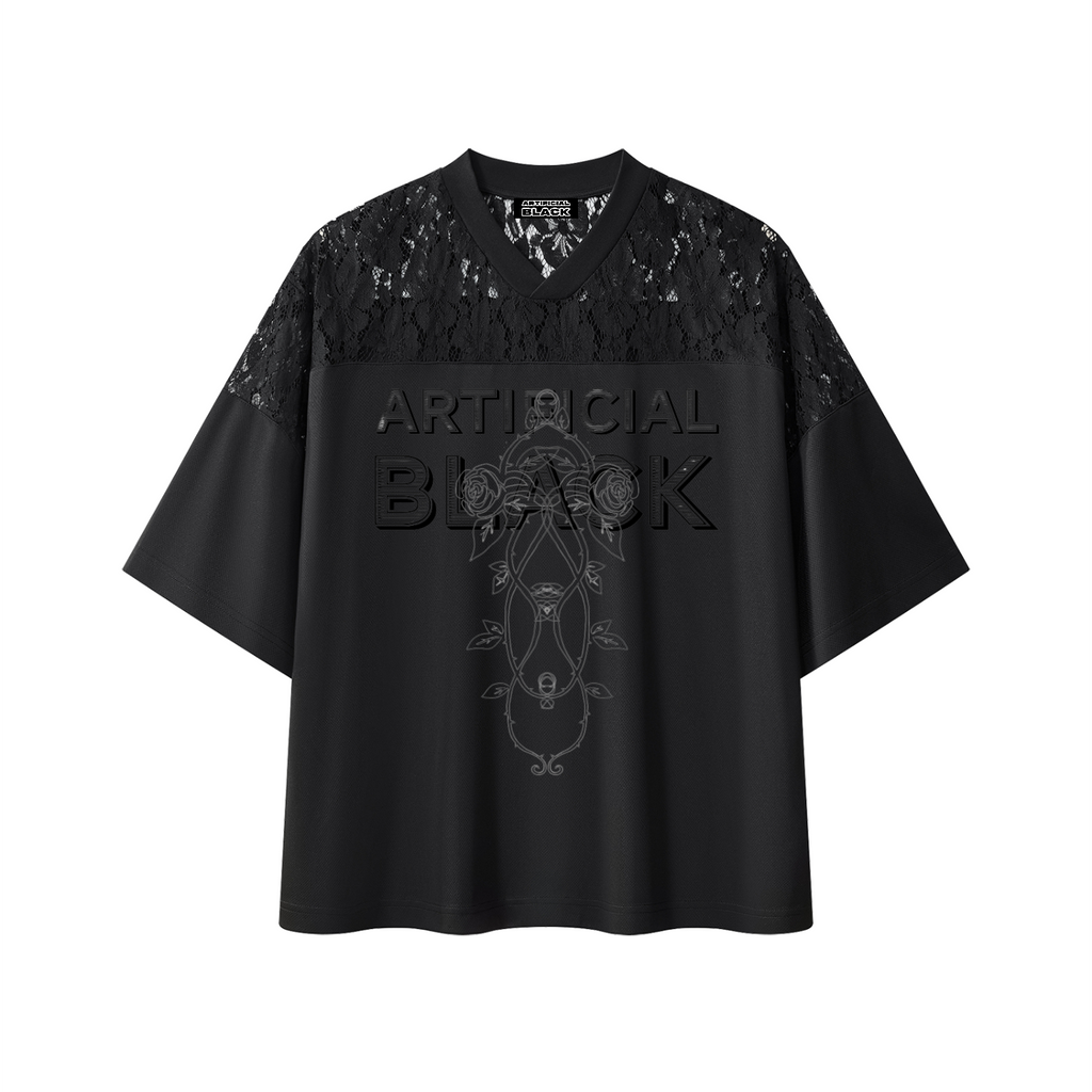 Unisex Artificial Lace and Vines  V-Neck T-Shirt