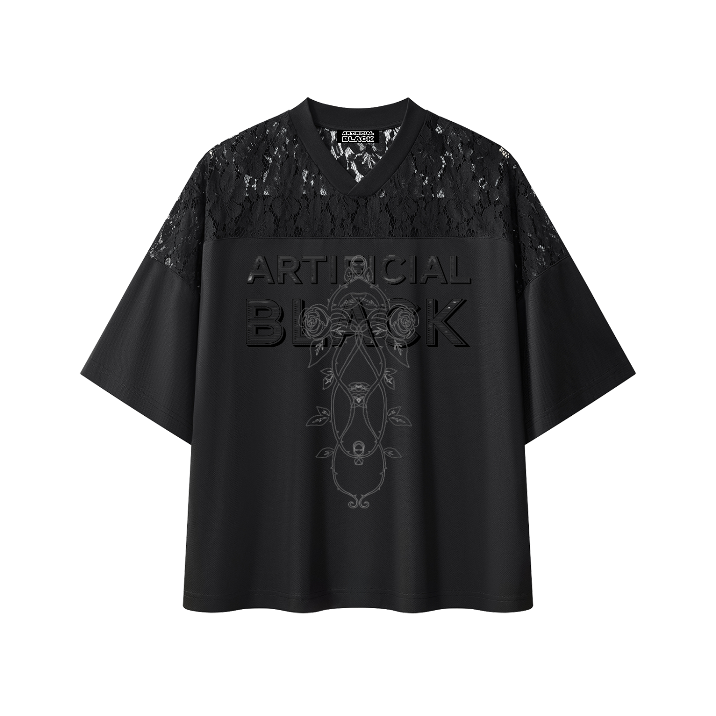 Unisex Artificial Lace and Vines  V-Neck T-Shirt