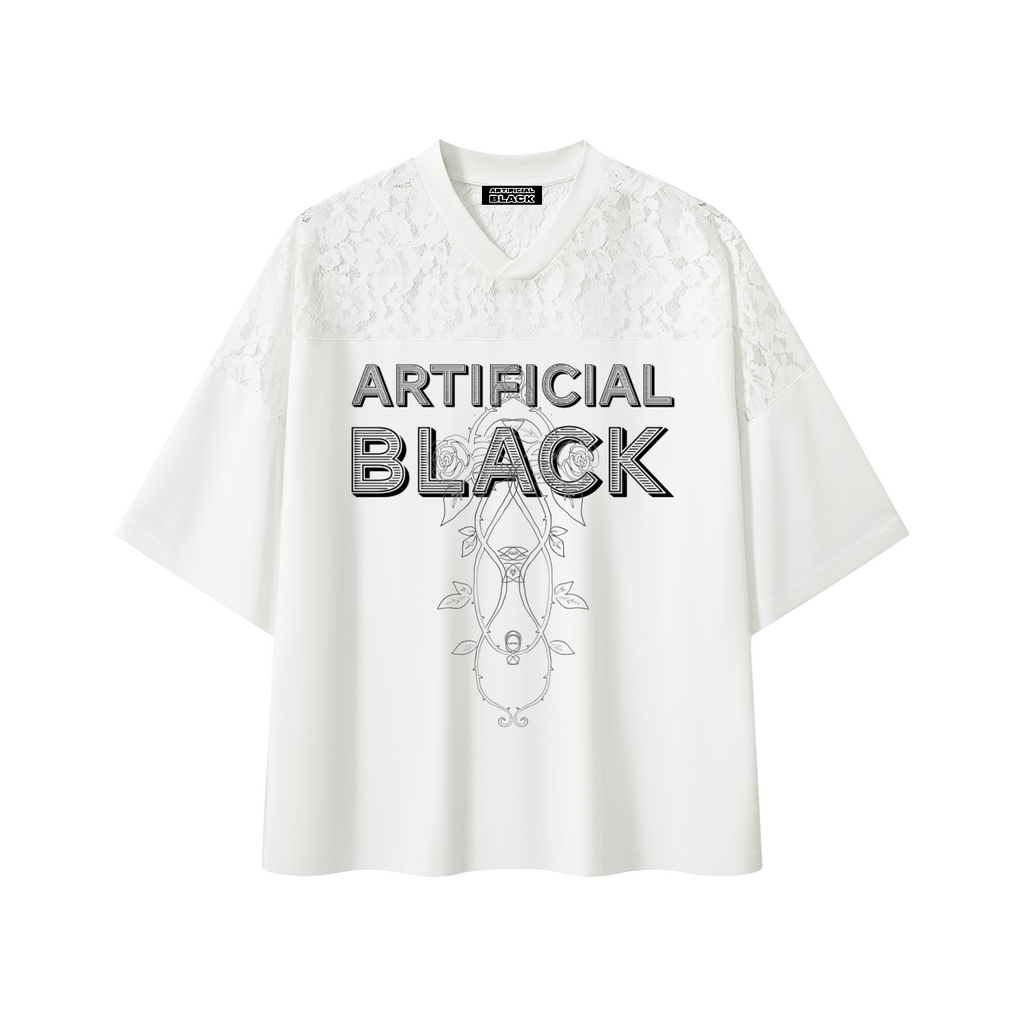 Unisex Artificial Lace and Vines  V-Neck T-Shirt