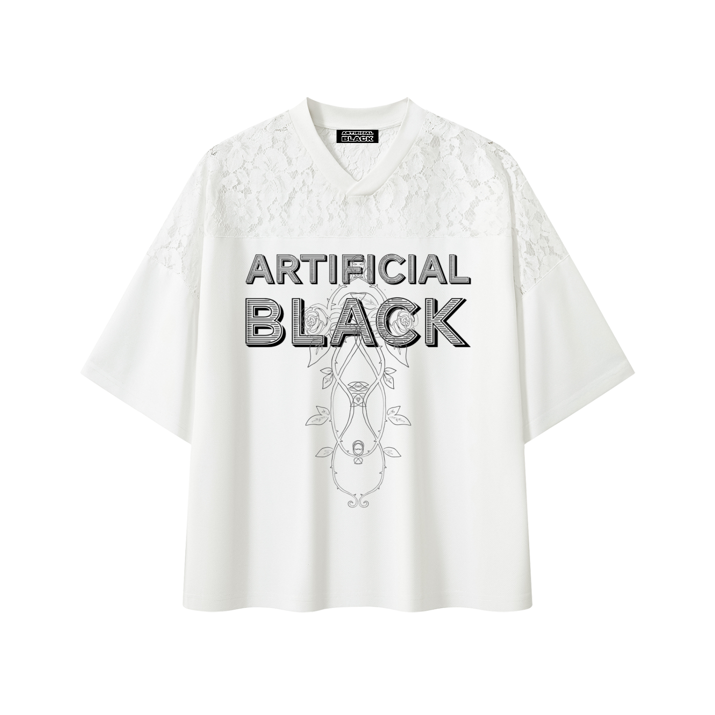 Unisex Artificial Lace and Vines  V-Neck T-Shirt