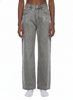 Digitally Enhanced Vintage Wash Straight Leg Jeans