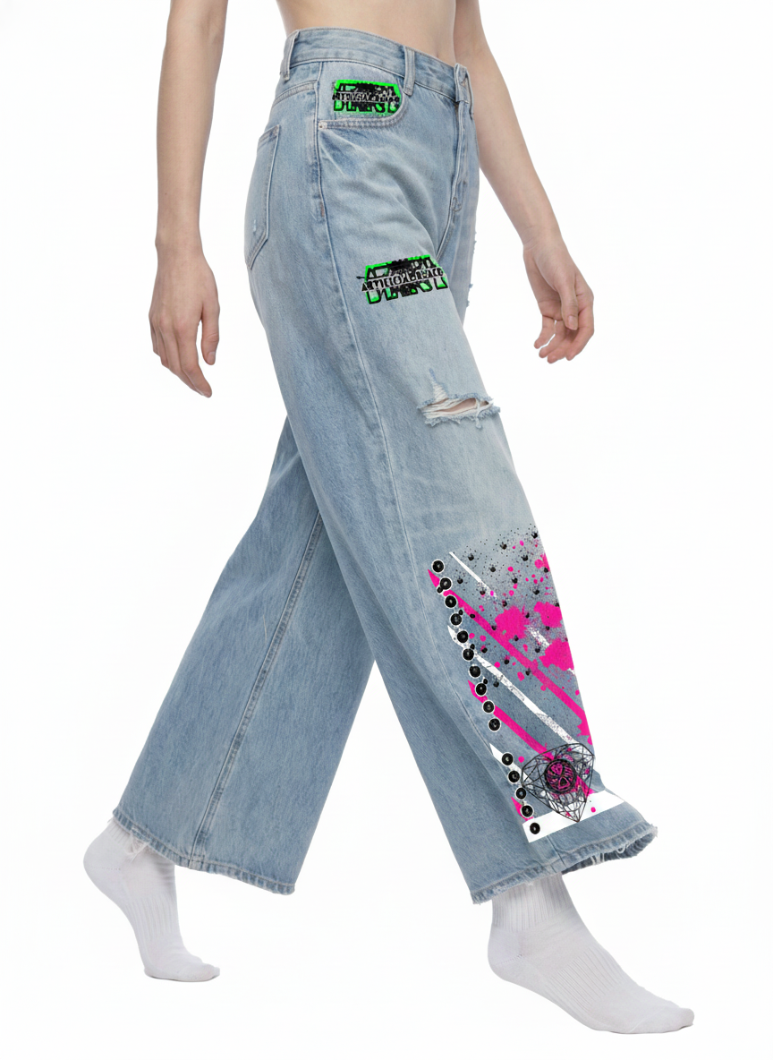 Women's Future Retro Distressed Wide Leg Jeans