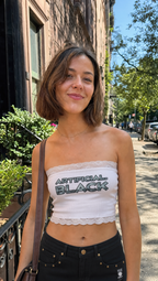 Women's Cropped Paneled Tube Top Diamonds and Lace
