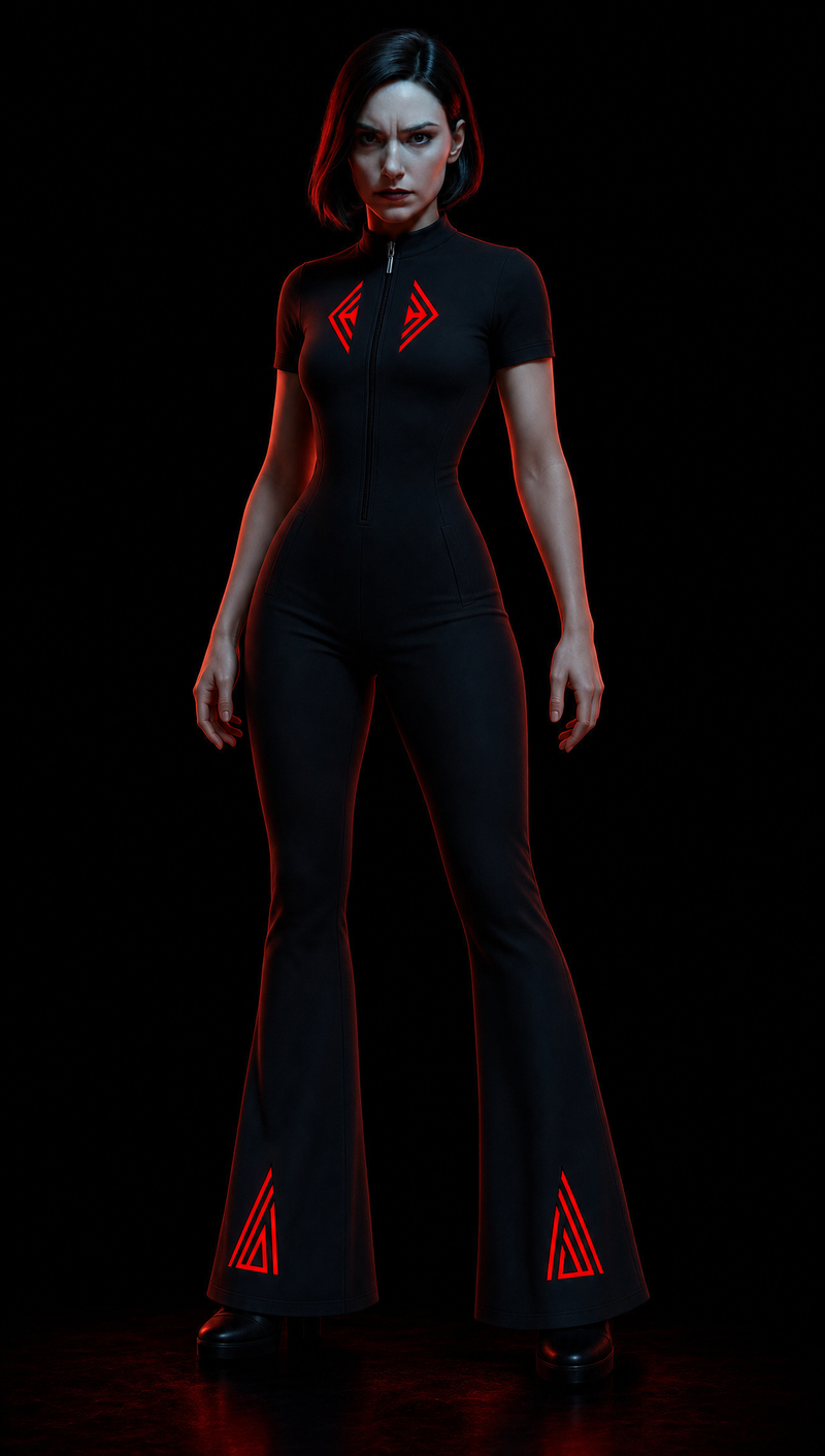 Empire of Fear & Power Flared Leg Quarter-Zip Jumpsuit