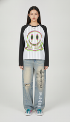Plastic Smiles Rocco Spire Striped Raglan Long Sleeve T