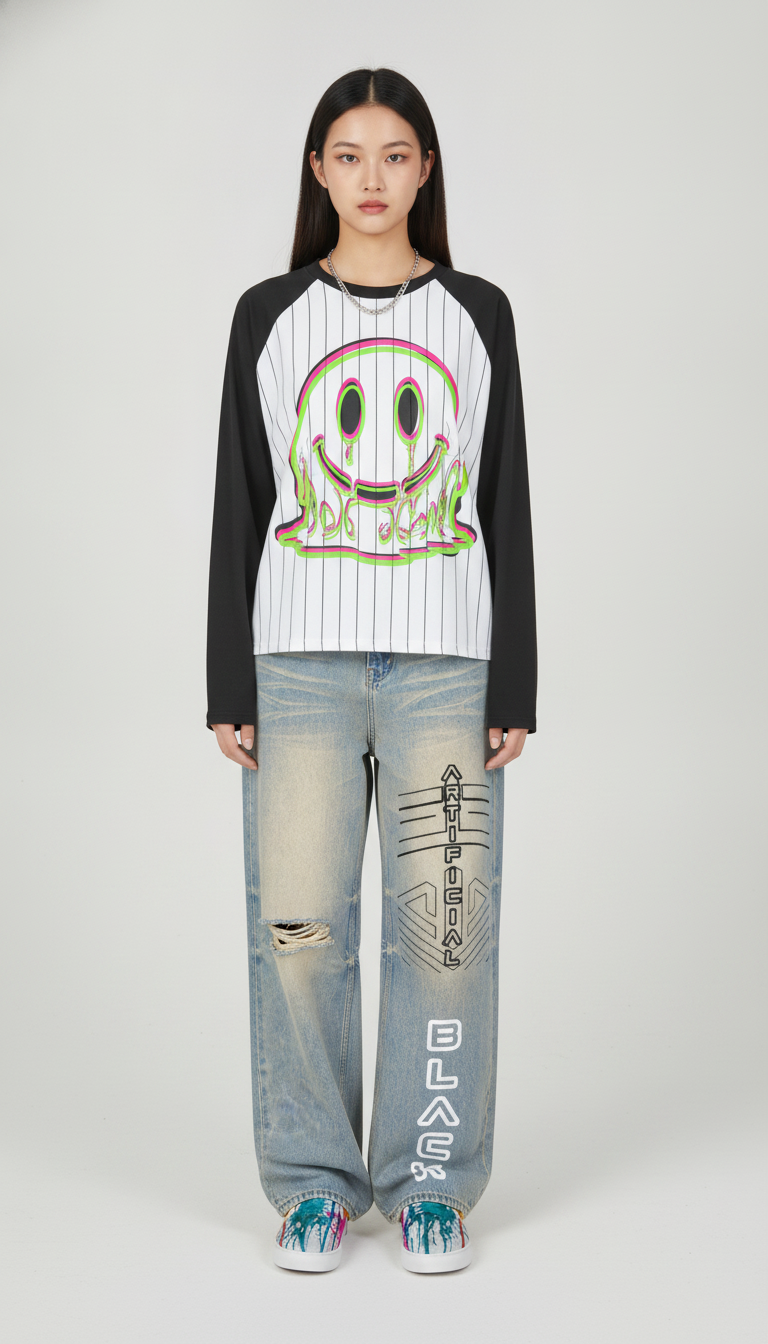 Plastic Smiles Rocco Spire Striped Raglan Long Sleeve T