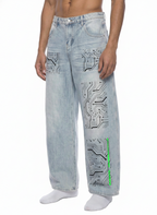 Men’s Digitally Enhanced Enzyme Washed Wide Leg Jeans