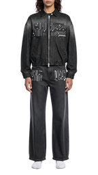 Digitally Enhanced Vintage Wash Straight Leg Jeans