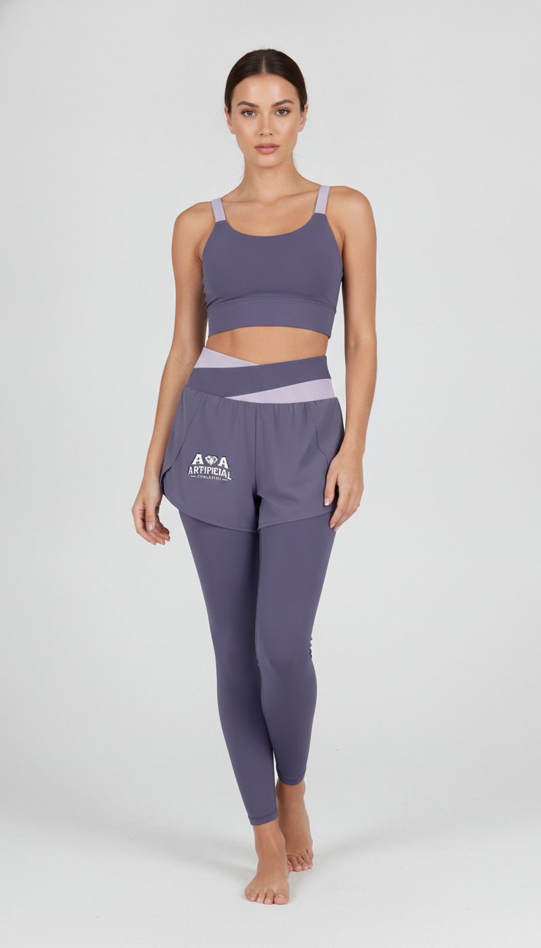 Women's Artificial Athletics Paneled High Waisted Yoga Leggings