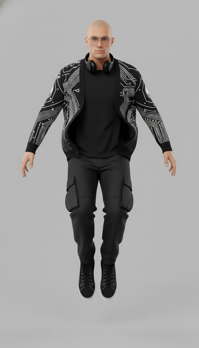 Digitally Enhanced Knitted Cardigan