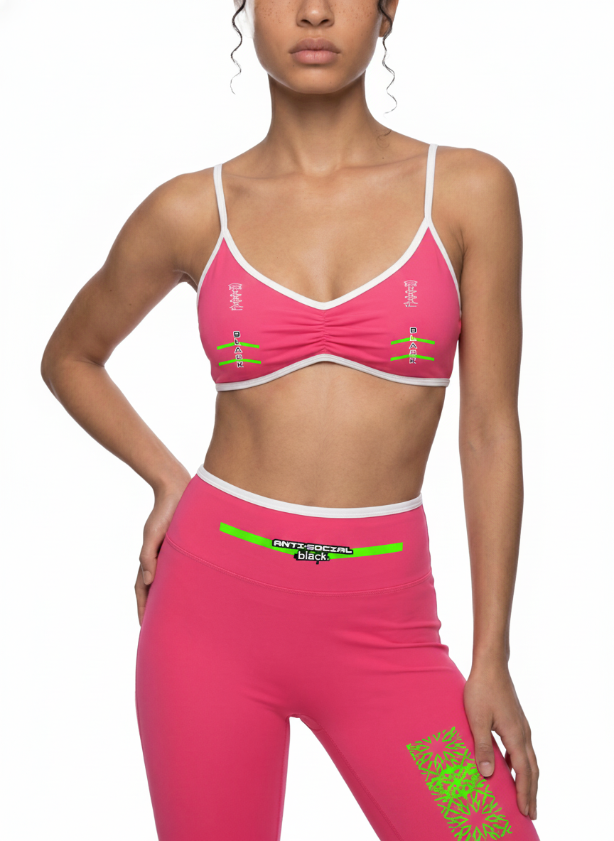 Women's Color Block Ruched V-Neck Sports Bra