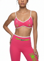 Women's Color Block Ruched V-Neck Sports Bra
