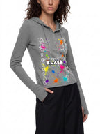 Digitally Enhanced Antimatter Splashed Hooded Long Sleeve T