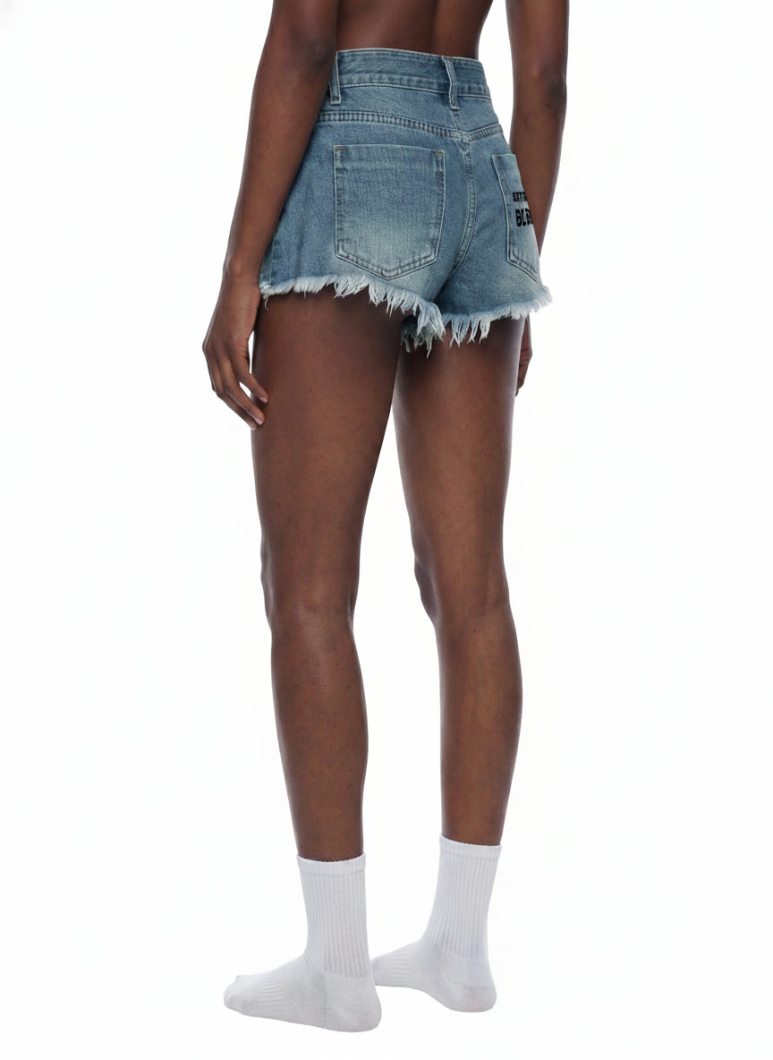 Women's Vintage Wash Raw Hem Denim Shorts