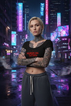 Women's Murder Ink Tattoos Slim Cap Sleeve Crop T