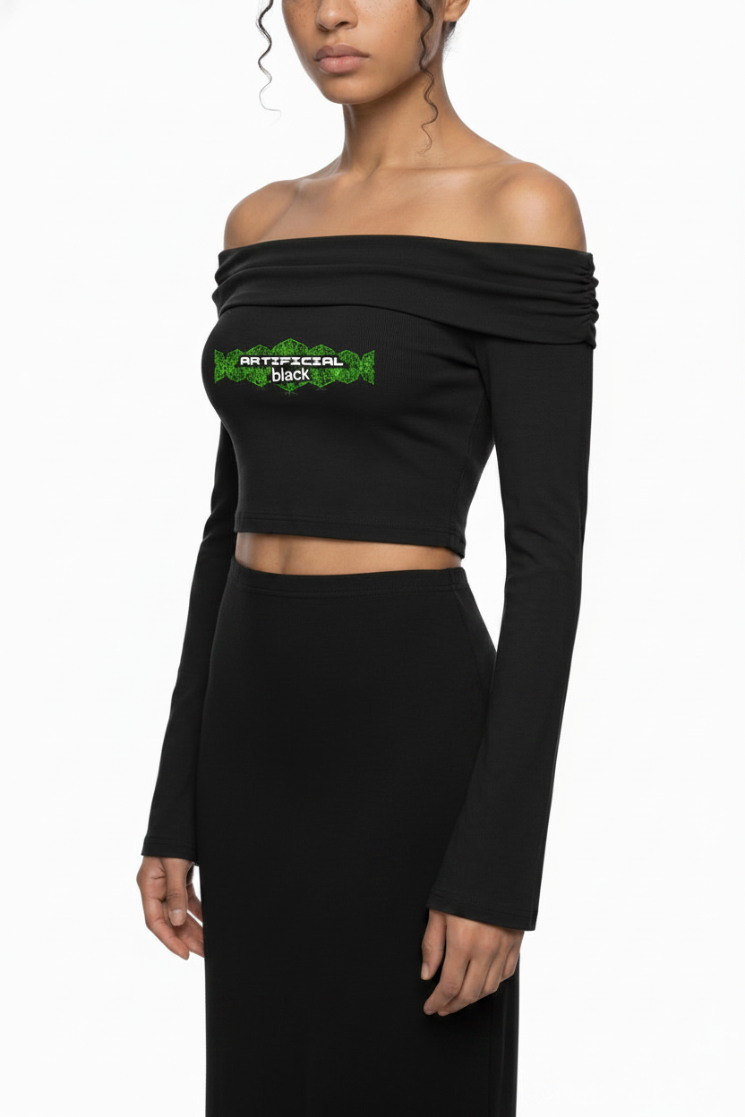 Women's Off-the-Shoulder Bell Sleeve Crop T-Shirt